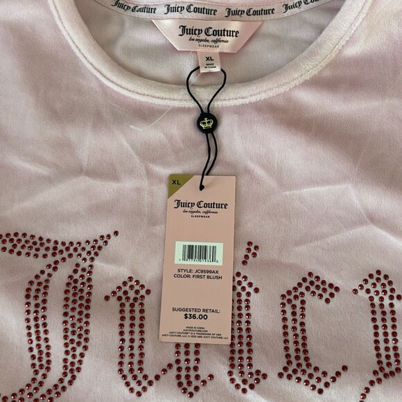 Juicy Couture Velour Women's Size XL Pink Sleepwear Lounge Shirt - Picture 6 of 8